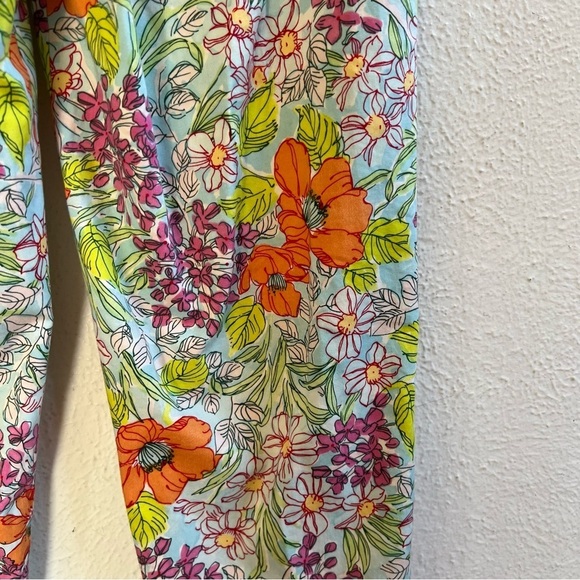 Talbots stretch multicolored orange floral ankle pant - Picture 2 of 8